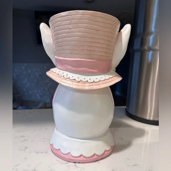Pink and White Rabbit Planter with Floral Hat - Picture 2 of 5